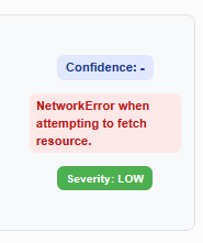 Confidence score NetworkError