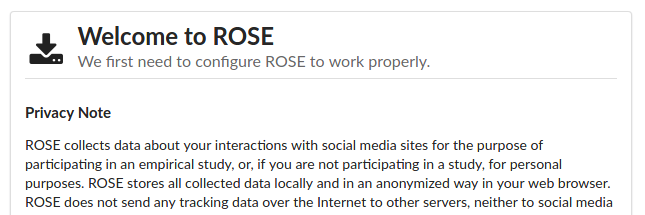 Header of the ROSE welcome screen